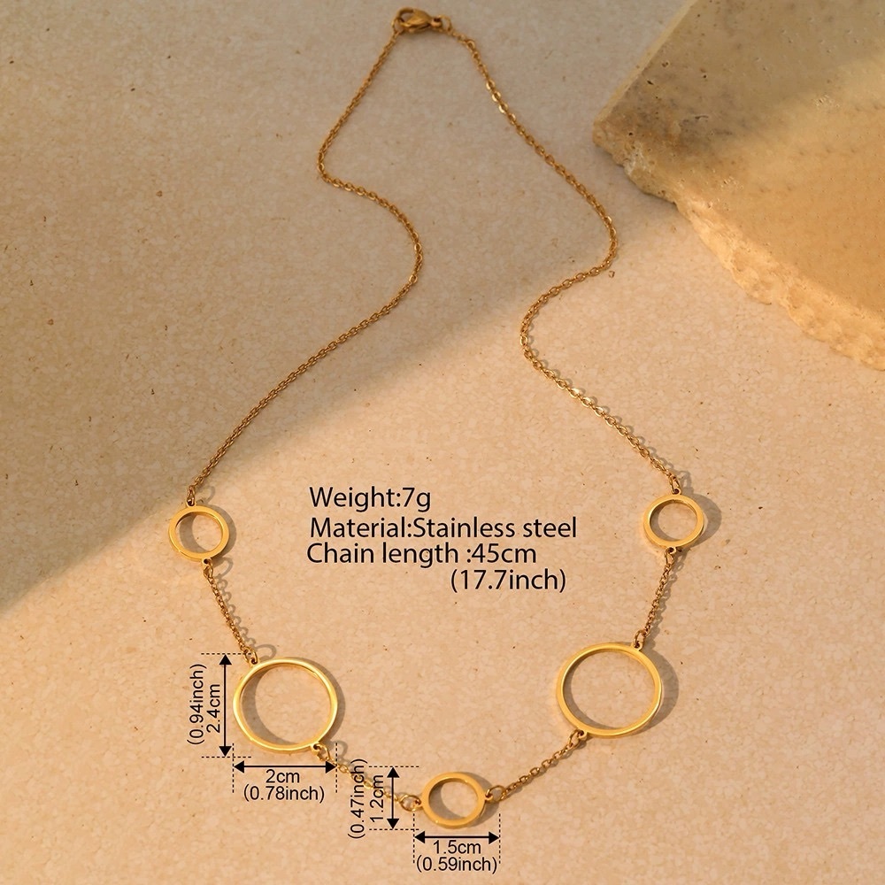 Gold Circle Link Necklace - Women Jewelry waterproof
